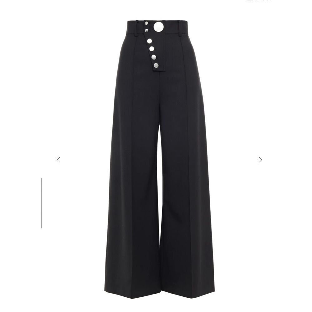ALEXANDER WANG Button-embellished crepe wide-leg black pants size 2